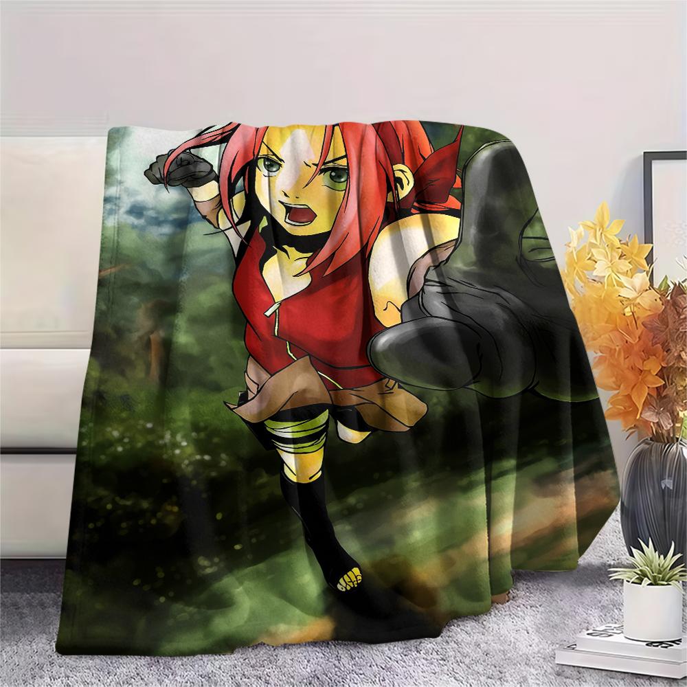 Naruto Sakura Haruno pattern Flannel Blanket, High quality Comfortable for All Seasons, Home Decor, Warmth and Comfort, Perfect for Gifts.