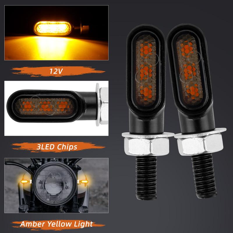8mm Motorcycle Mini LED Turn Signal Light Indicators Flashing Light Blinker 12V For Bobber Cafe Racer Honda Yamaha Kawasaki
