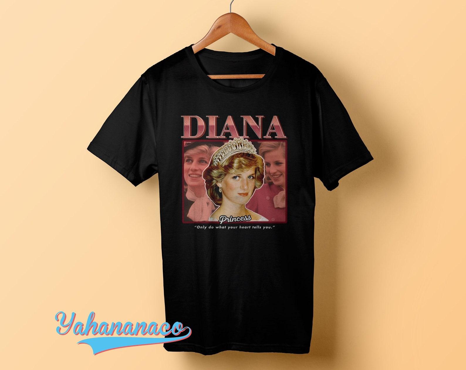 Diana princess shirt diana princess t shirt diana princess shirt diana princess clothing Unisex Homage Black White shirt Vintage style Gift L