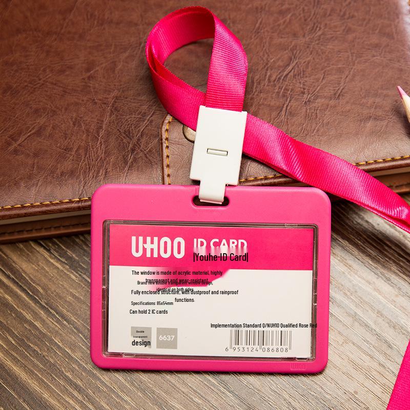 Youhe 6638 Transparent Double-Sided Acrylic Lanyard Card Holder