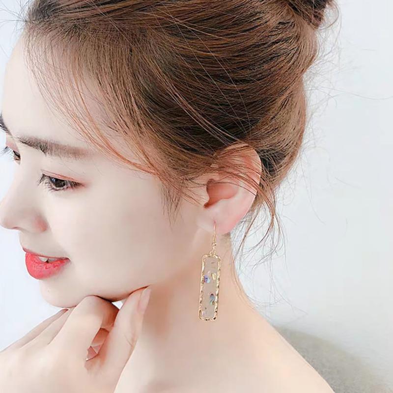 Rectangle Shell Earrings Black Lip Shell Earrings Black Lip Shell Rectangle Pendant Earrings Inlaid Black Lip Shell Earrings