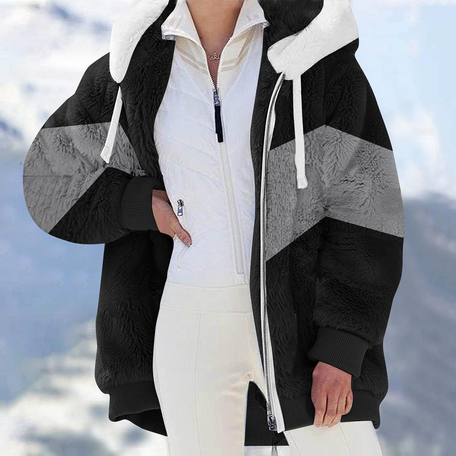 

Женский зимний повседневный модный свитер с длинными рукавами и капюшоном, теплая плюшевая куртка XXXXXL чёрный