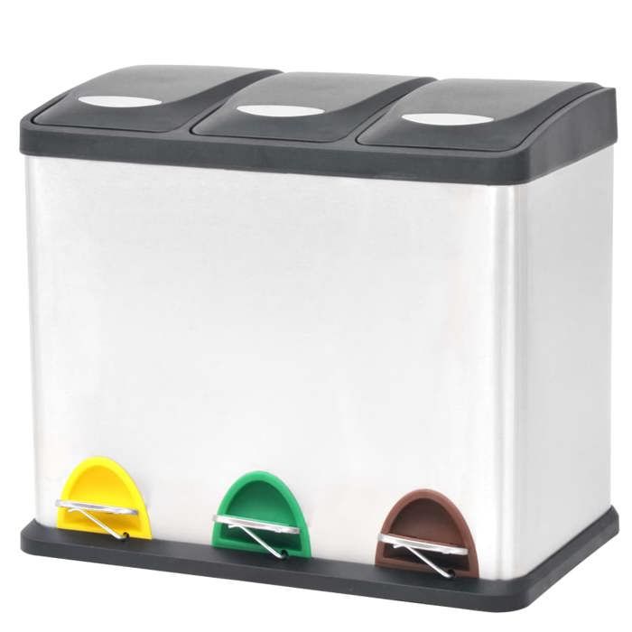 VidaXL Poubelle à ordures Acier inoxydable 24 L