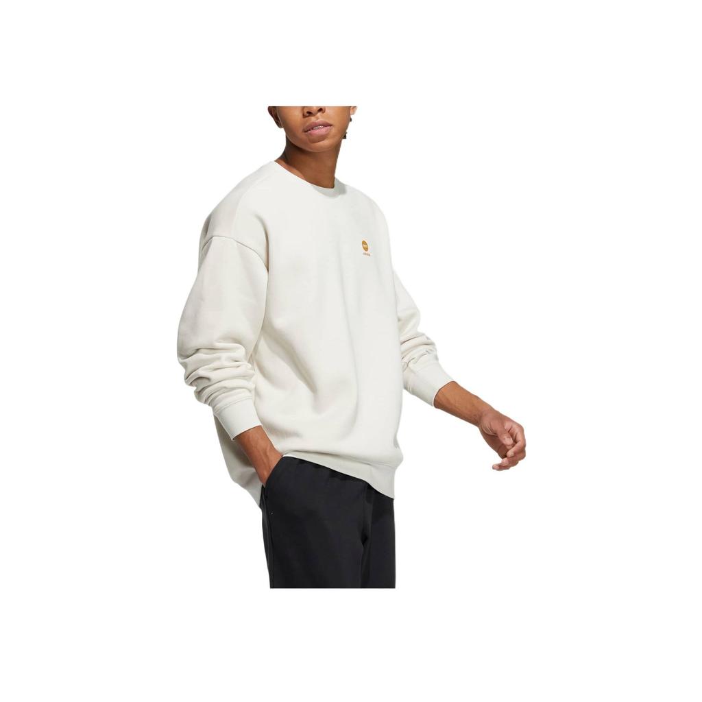 Adidas Neo Solid Color Print Logo Crew Neck Sweatshirt Unisex Tops White HY9656