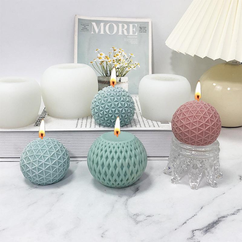 3D Striated Sphere Silicone Candle Mold DIY Aromatherapy Plaster Soap Clay Mould Handmade Epoxy Resin Mold Party Home Decor Gift