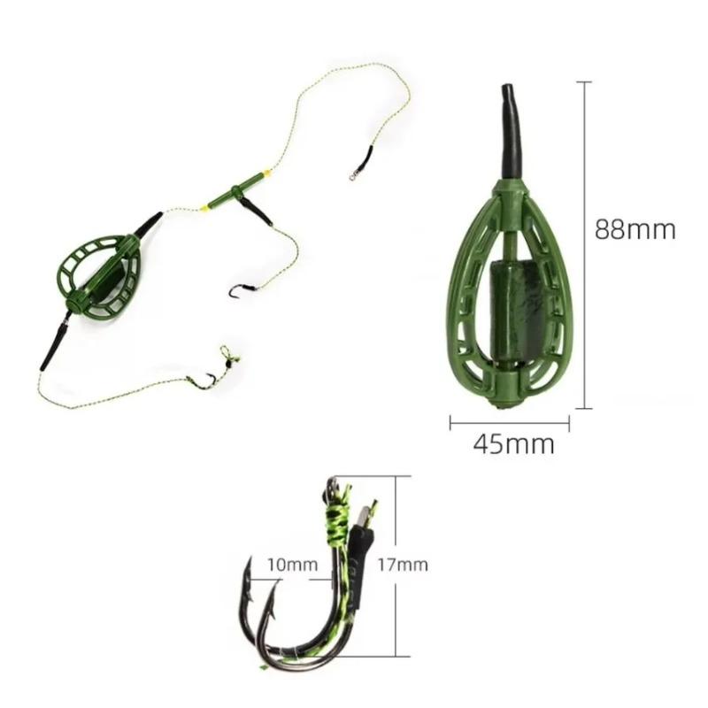 48g Fishing Bait Cage Line Group Feeder Sinker String Hook Carp Fish Bait Feeder Holder with Hook Carp Fishing Tackle Tool