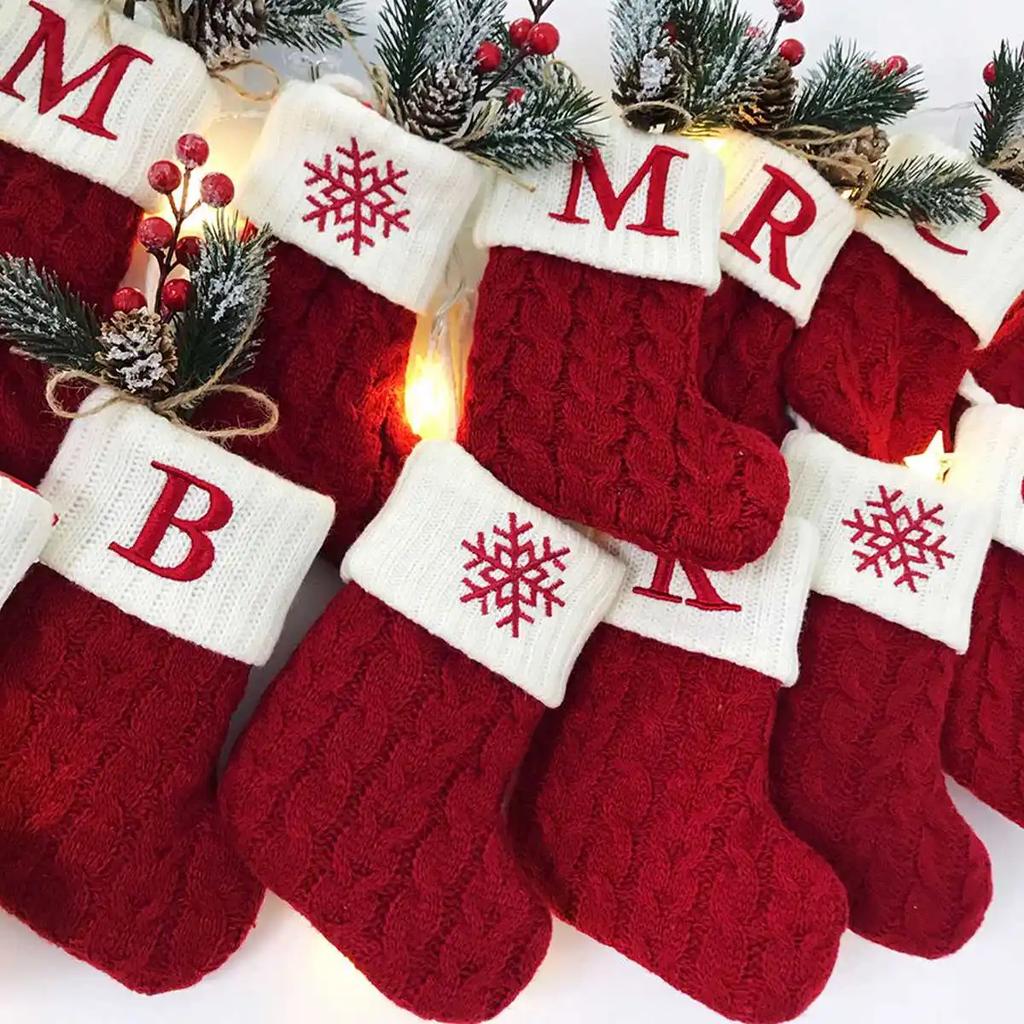 Christmas Alphabet Knitting Socks Christmas Gift Packing Bags Christmas Decorations For Home 2025 Navidad Xmas Tree Ornaments