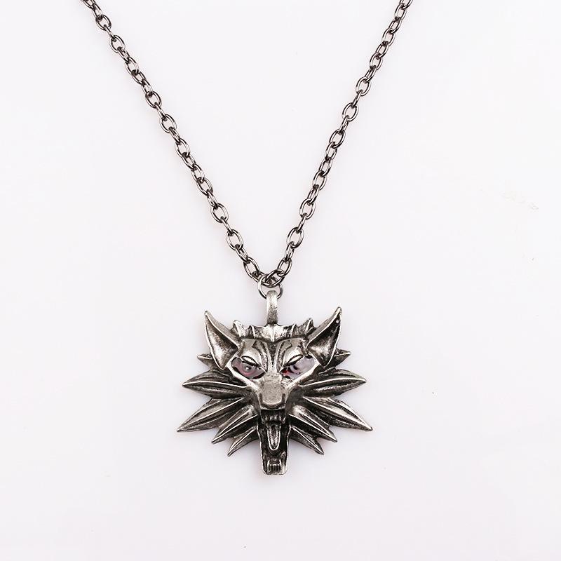 European and American Trends Zinc Alloy Wizard Wolf Head Wild Men Pendant Necklace Game Merchandise Commemorative Accessories