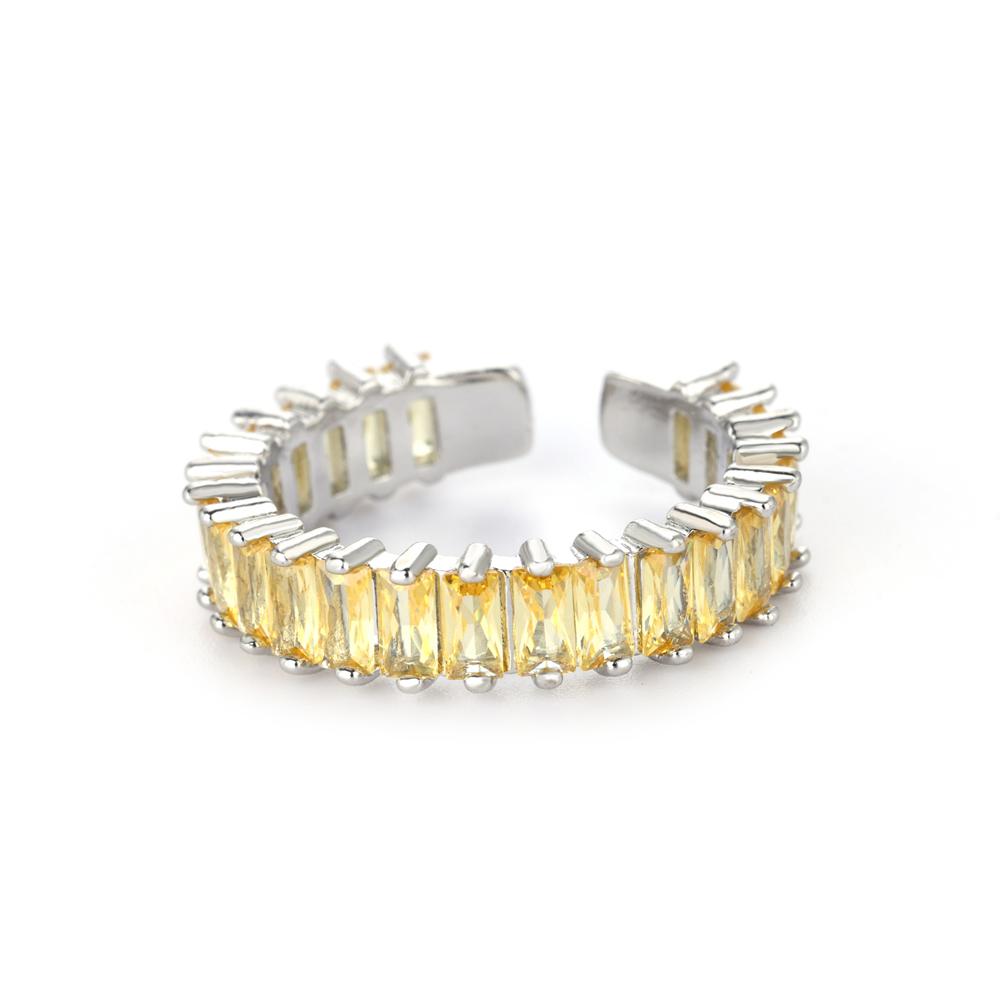 Y2K Colorful Zircon Stainless Steel Rings for Women Silver Color Open Finger Ring Wedding Jewelry Punk Hip Hop Accessories Gifts