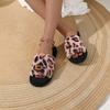 Womens Autumn and Winter Leopard Print Slippers for Home Warmth