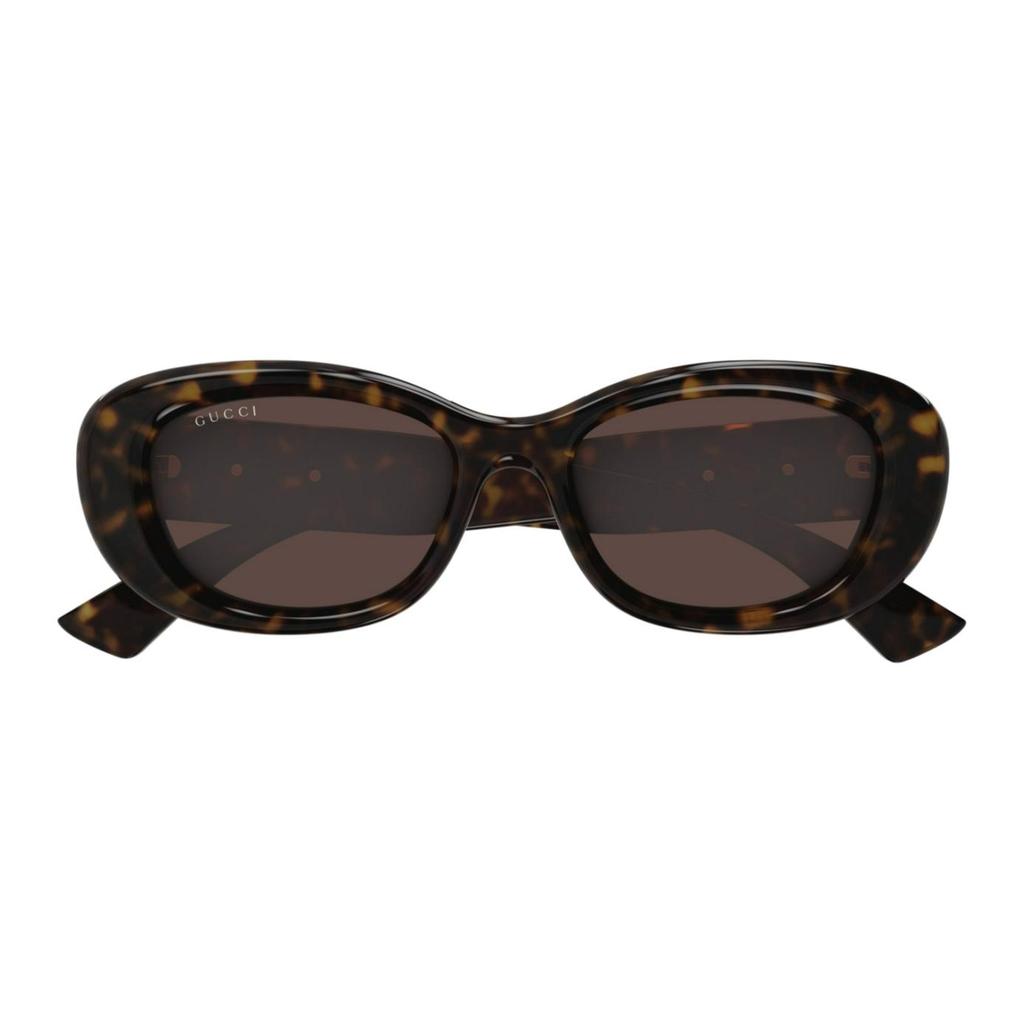 GUCCI Oval-Frame Sunglasses Unisex Tortoiseshell
