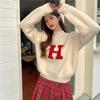 Autumn and Winter New Letter Jacquard Semi-turtleneck Soft Waxy Sweater Wearing Women's Milk Fufu Loose Short Knitted Sweater