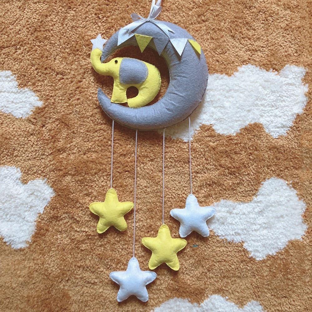 Moon Swan DIY Baby Rattles Mom Handmade Toy Rotating Crib Mobiles Holder Bed Wind-up Musical Box