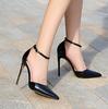 Women OL Sexy 12cm Point Toe Heels Ladies Stiletto Shoes Pointed Toe Shimmer Sexy Buckle 12cm Heel WZ