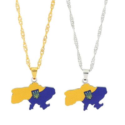 Titanium Steel Ukraine Map Pendant Necklace Ukrainian Jewelry With Chain