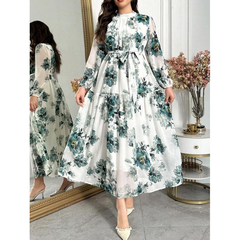 

French Chiffon Maxi Dress with Large Hem - P 8816 Exclusive 0XL різнокольоровий