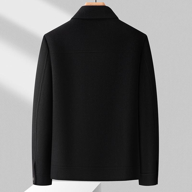 Middle-aged and Elderly Pure Wool Jacket Autumn and Winter New Solid Color Simple Down Removable Liner Double-sided Wool Jacket for Men