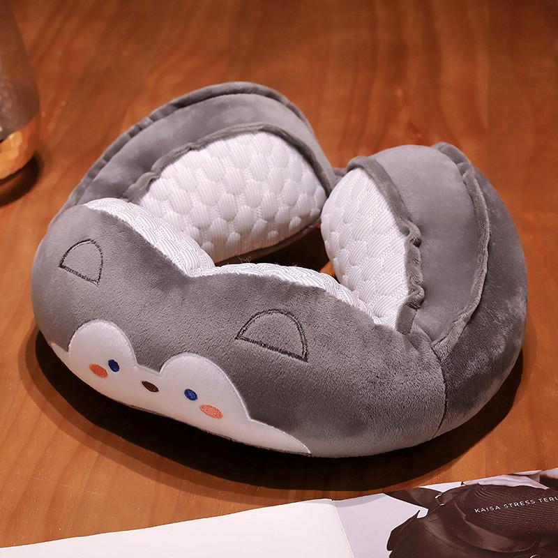 Cute Animal Design U Shaped Pillow Soft Plush Cartoon Travel Neck Cushion For Sleeping
