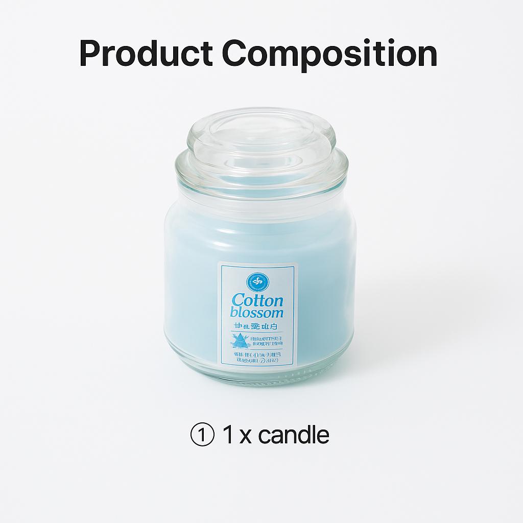 90g Serene Cotton Duftkerze in farbigem Glasbehälter mit Deckel – Doppelter Nutzen für Stimmung & Heimdekoration