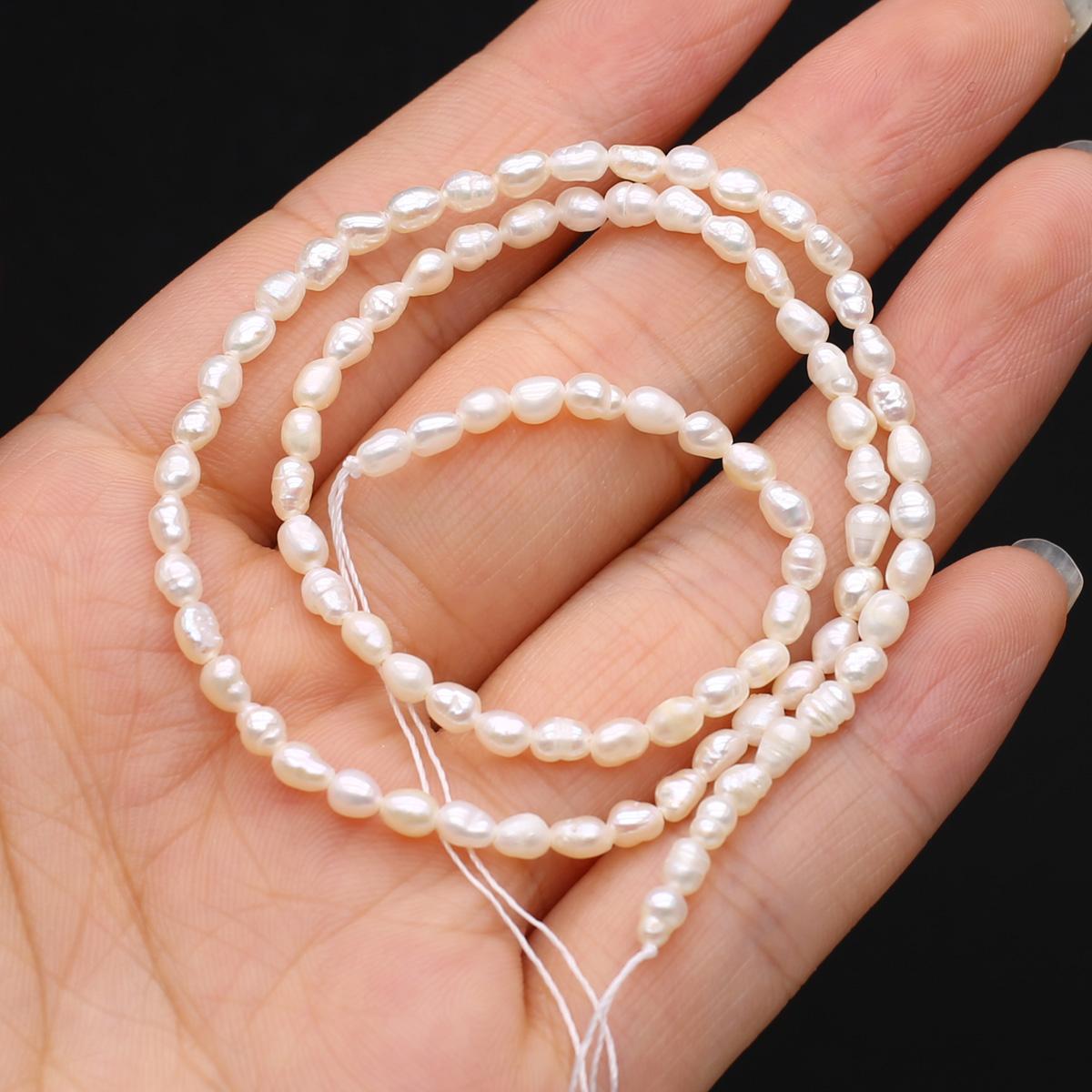 

1String, White Natural Freshwater Pearls 2-3mm, Handmade Rice Shape Pearl Beads for Jewelry Making DIY Crafts, Needlework 36cm 1String/2-3mm-36cm белый