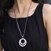 Women Ladies Fashion Crystal Rhinestone Silver Plated Long Chain Pendant Necklace
