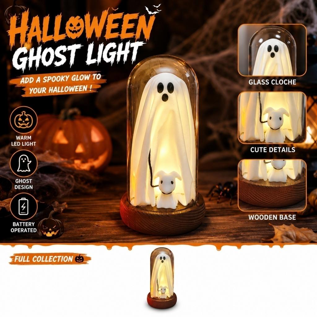 Halloween Light Up Table Decoration Shaped LED Lamp with Figurine for Indoor Party Scene Arrangement Battery Operated Prop