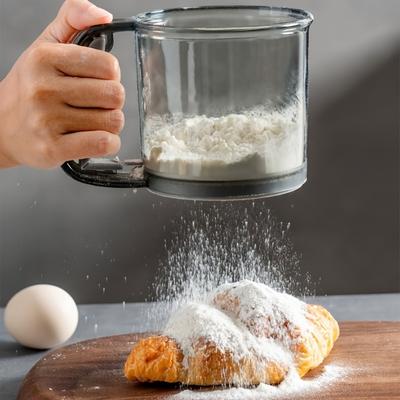 1pc, Semi-Automatic Flour Sifter, Sifter With Hand Press Design, Flour Sieve, Baking Tools, Kitchen Gadgets, Kitchen Accessories