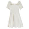 Kleines französisches Retro-Sommerkleid mit Schleife und quadratischem Ausschnitt
