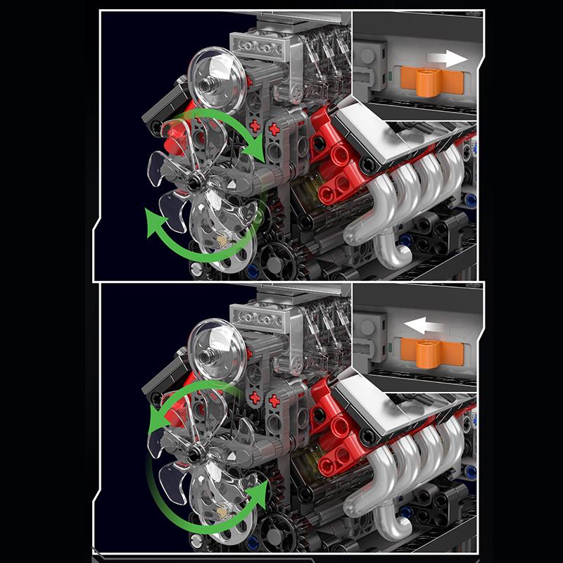 Mould King 10225 Technisches Motor-Spielzeug Der motorisierte V8-Auto-Motor Baustein Montage Motorstein-Set Weihnachtsgeschenk für Kinder