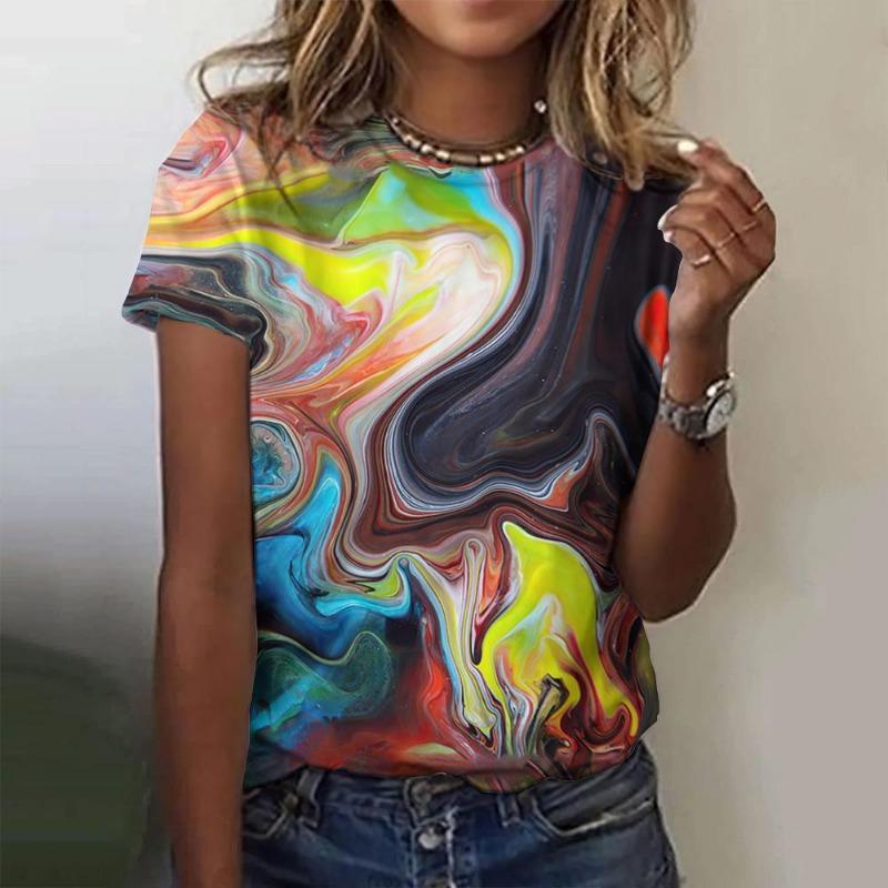 3D Printed T-shirt Women's Street Clothing Casual Fashion Short Sleeved Round Neck T-shirt Top Clothing