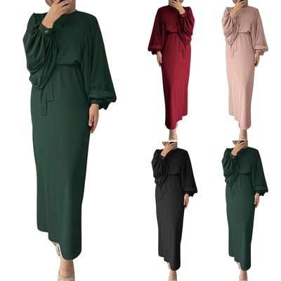 Women's Muslim Dignified Elegant Long Sleeve Casual Gown Robe Dresses