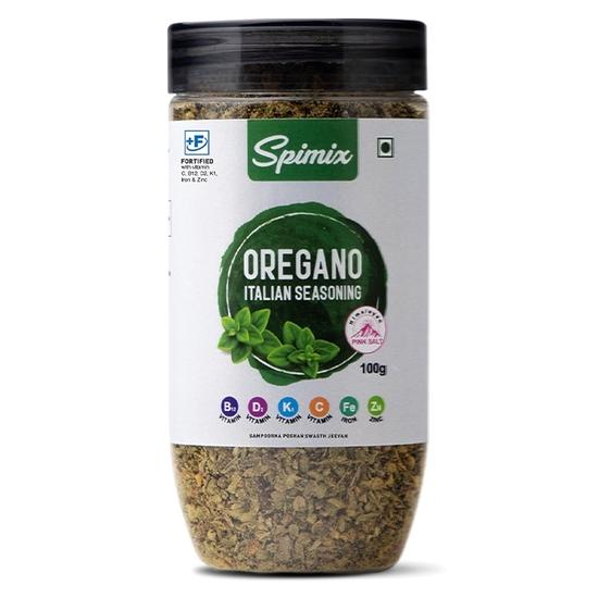SPIMIX Oregano Seasoning for Pasta, Pizza & Italian Dishes | 100g |Made Healthier with Vitamin B12 & D and Himalayan Pink Salt & Herbs