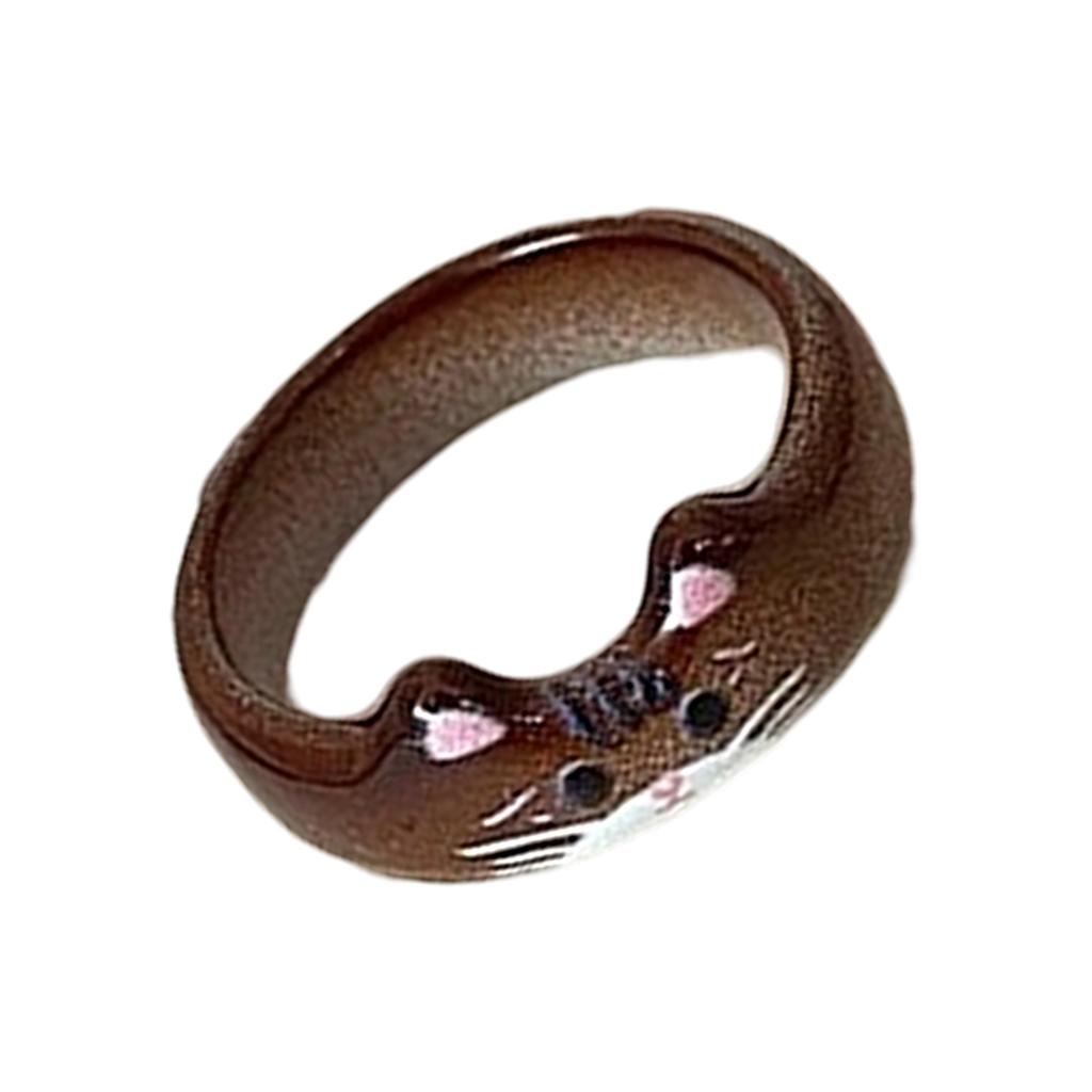 Einzigartiger Emaille-Ring mit Katzenmotiv, Tierschmuck, handgefertigter Fingerring, Accessoires für Studenten und Katzenliebhaber