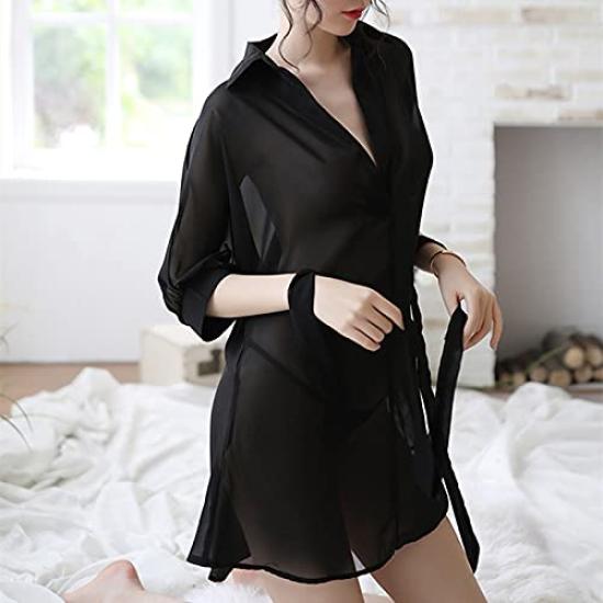 Babydoll Sexy Popular Large Size Cute Transparent Extreme Lace Set Lingerie Shirt Style Underwear Pajamas Mini Dress See Through Room Wear Nightgown