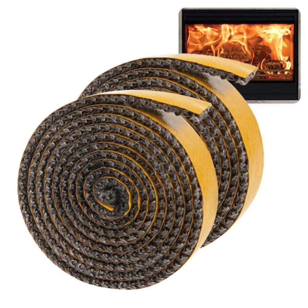 Self Adhesive Fireplace Seal Rope Fiberglass Flat Wood Stove Gasket Tape Heat Resistant Stove Sealing Rope Indoor Wood Burning