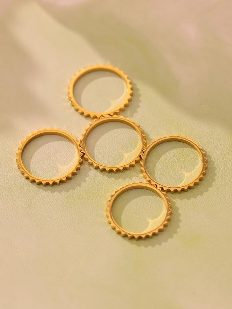 Qiong Yao 18K Gold Textured Ring: Stylish 3D Gear Design, Trendy European & American Style