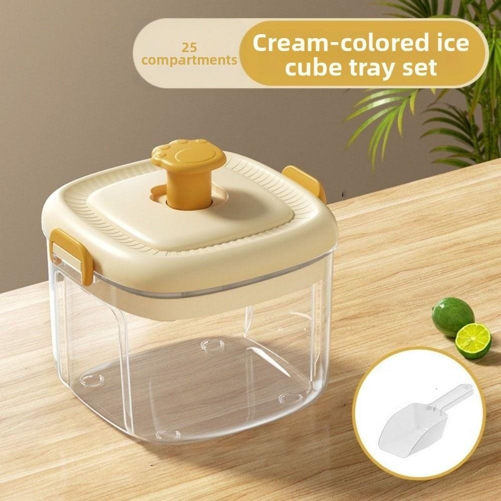 25 Grid Press Ice Tray Food Grade Plastic Ice Storage Tray Ice Making Box  Household Use