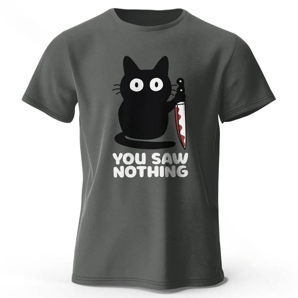 Casual Basic 100 Cotton Funny Cat TShirt Unisex Breathable Crew Neck Short Sleeve Summer Streetwear Tee 2026 Hot Sale S4XL