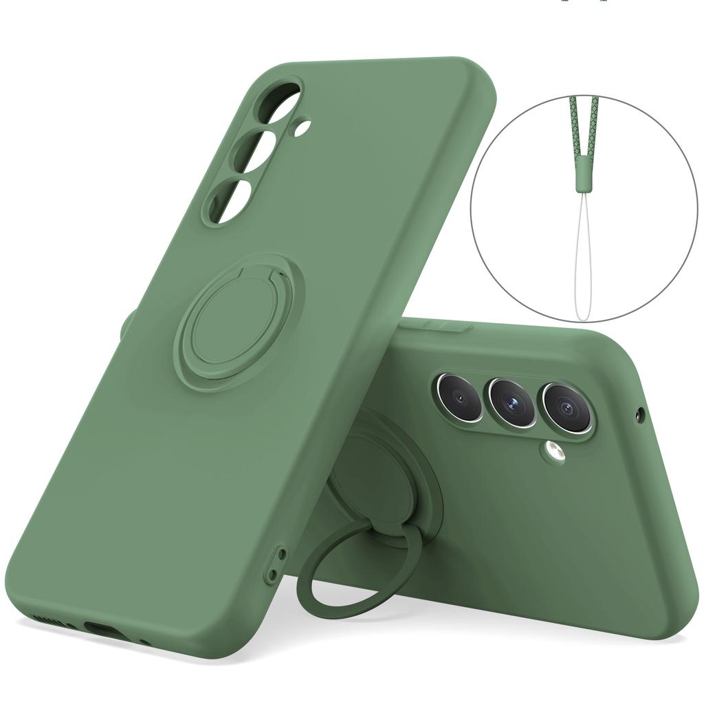 For Samsung Galaxy S25 FE Silicone Case with Strap Ring Kickstand Phone Cover