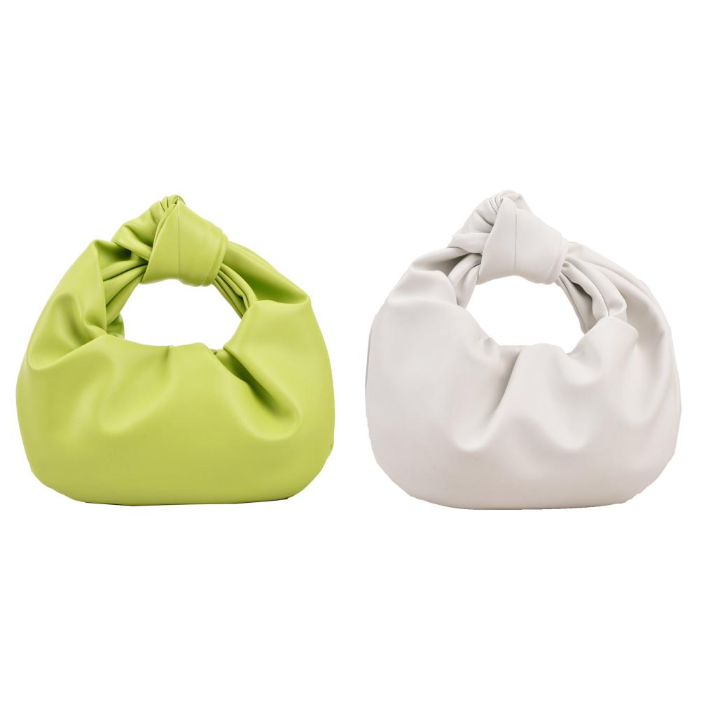 

T0# Women Knotted Handbag PU Leather Cloud Wrist Bag for Outdoor Travel (Green)