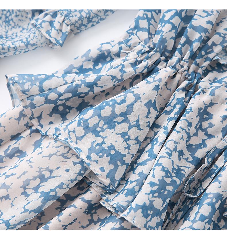 High-Quality French Waist-Slimming Double Crepe Chiffon Dress for Women - Summer Style