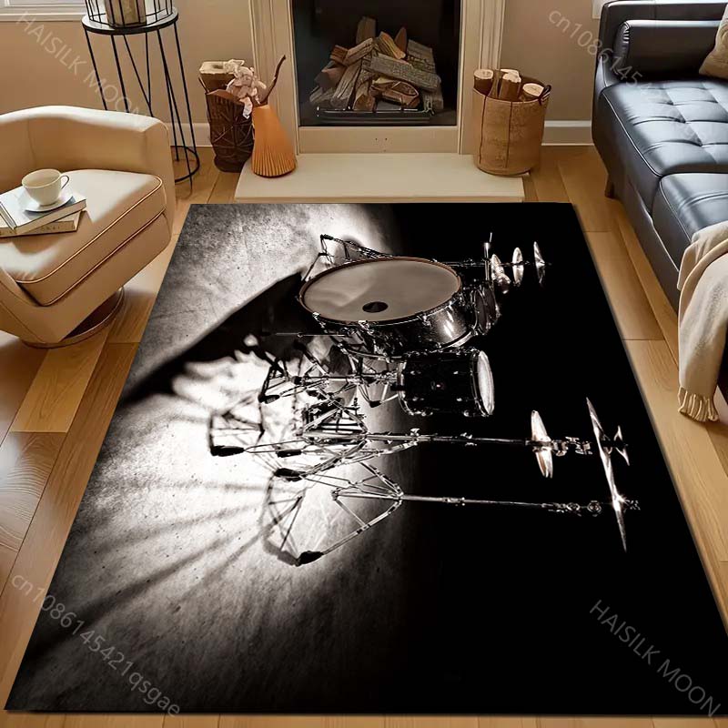 Drums In The Spotlight Print Carpet for Living Room Bedroom Bedside Sofa Table Floor Mat Home Area Rug Decor for Gifts
