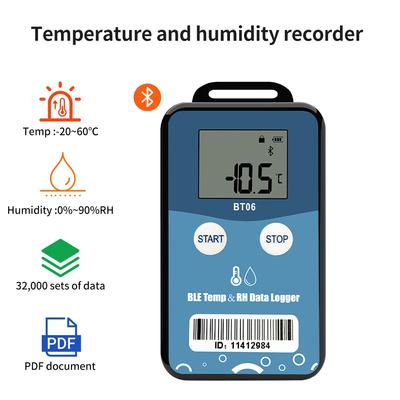 32000 Nokta Bluetooth Sıcaklık Nem Veri Kaydedici Dijital Veri Kaydedici PDF Rapor Kaydedici Soğuk Zincir Laboratuvarı İçin