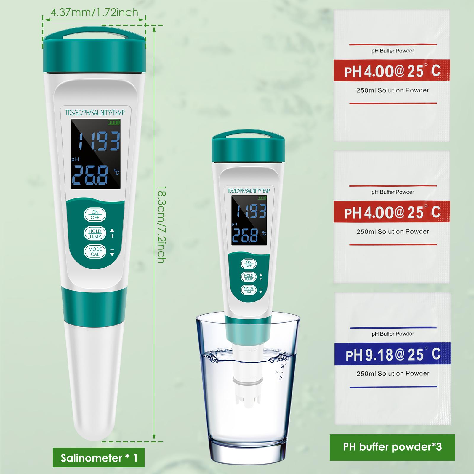 

5 In 1 Water Tester Precise Digital Water Tester PH/TDS/EC/Salt/Temperature Meter Multi-role Water Quality Tester for Hydroponic