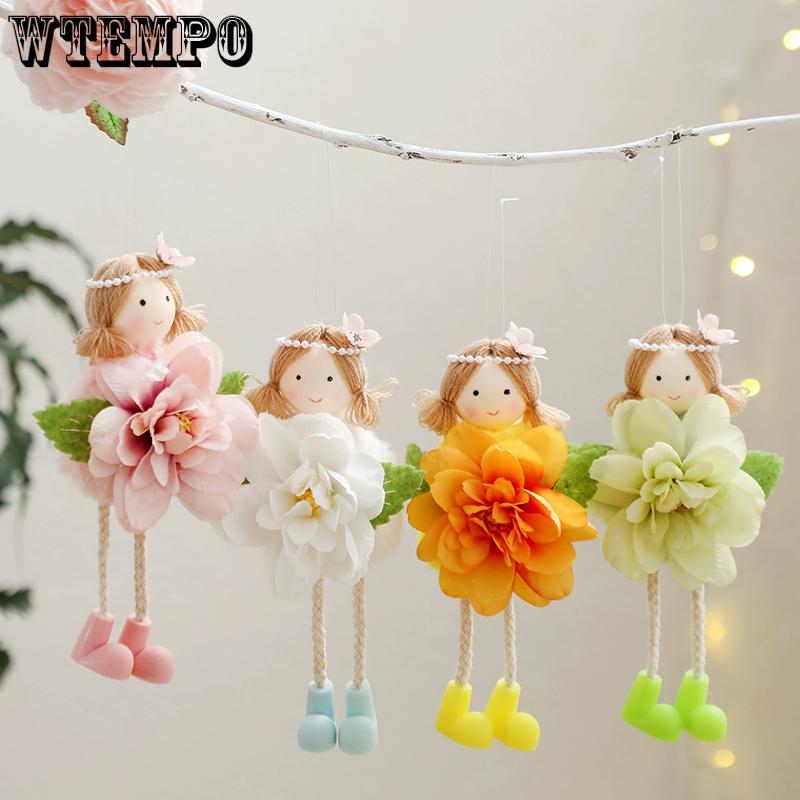 

WTEMPO Cute Big Flower Girl Doll Pendant Festive Scene Party Decorations for Party Favors Four Season Decoration 2pcs помаранчевий