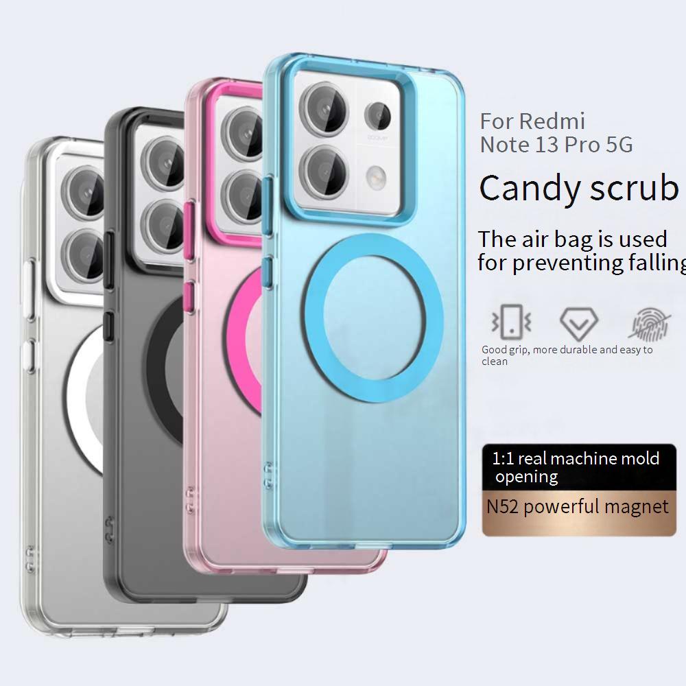 Magsafe Matte Phone Case For Xiaomi Redmi Note 13 13 Pro 13 Pro+ 5G/4G 13R Pro Magnetic Wireless Charging Shockproof Back Cover