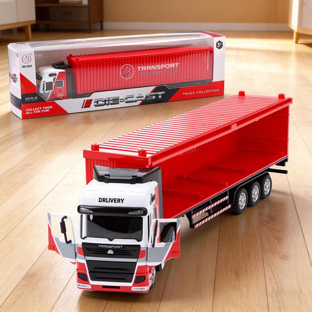 Kids' Pull-Back Alloy Container Transport and Tanker Trailer Truck Toy Model