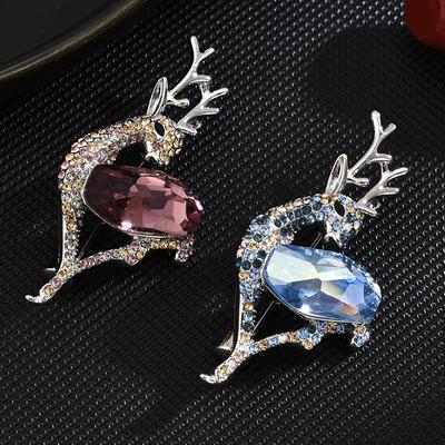 High-End Austrian Crystal Turning Deer Brooch Exquisite High-End Trail Pin Luxury Suit Dress Accessories