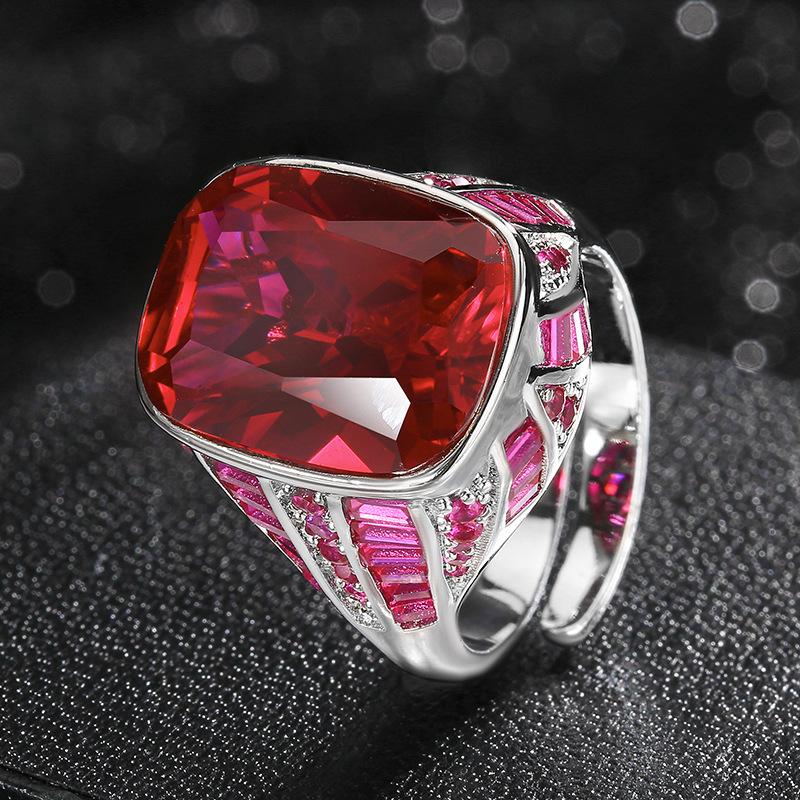 Jewelry Copper Bottom Gold-Plated Simulation Para Green Copper Inlaid Retro Light Luxury Ring Female 12 * 16