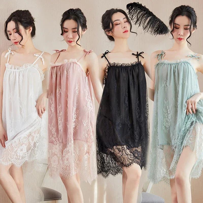 Sexy Dress for Women Clothes Sling Lace Wear Comfortable Lingerie Sleeveless Female Summer Dress